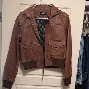 Black Rivet Brown Bomber Jacket